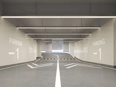 Modern Parking Garage Interior Design Featuring Parking Signs And Directional Floor Markings 3d model