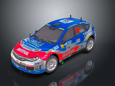 Blue And Red Rally Car With Sponsor Logos MOTAL DUNLOP And Number 55 3d model