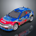 Blue And Red Rally Car With Sponsor Logos MOTAL DUNLOP And Number 55