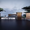Modern Luxury Villa Entrance With Elegant Gate And Driveway Surrounded By Green Trees