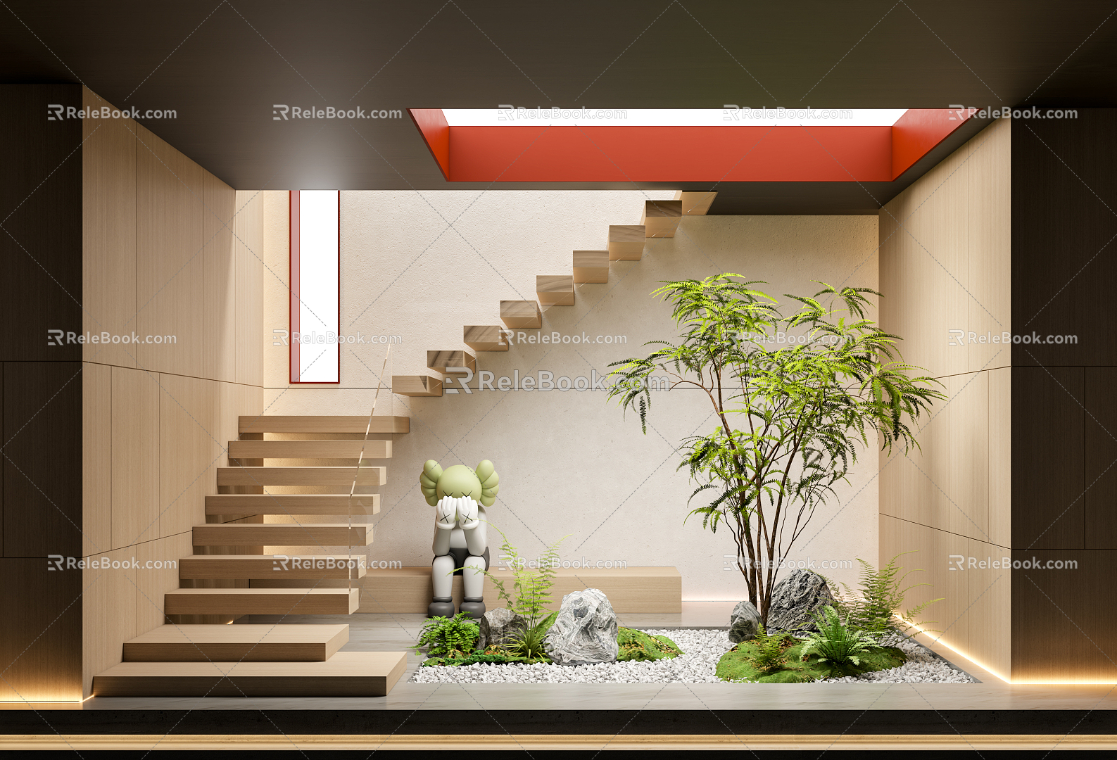 Modern Staircase Staircase Garden Sits 3d model