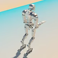 Smart Humanoid Machine With Silver Mechanical Structure And Articulated Joints Standing