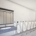 Public Toilet With Light Colored Stalls Black Frames And Modern Clean Design