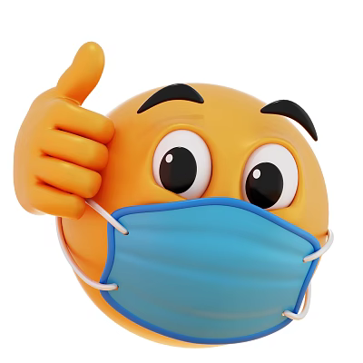 Man Wearing Blue Face Mask Giving Thumbs Up Gesture With Positive Expression 3d model