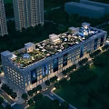 Modern Rooftop Bar With Night City Lights And Urban Skyline View
