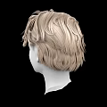 Game and Movie Character Head Model With Blonde Curly Hair On Black Background