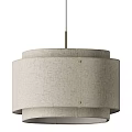 Modern Linen Pendant Light With Double Circular Shades And Metal Rivets 3d model