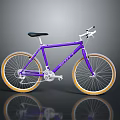 Modern Purple Mountain Bicycle With Yellow Rims Black Seat And Off Road Design