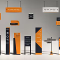 Sculpture Carving Art For Hanging And Standing Orange Black Directional Signage