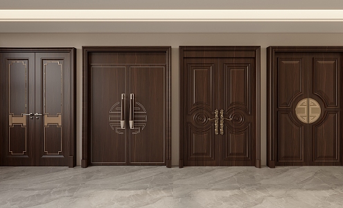 New Chinese Double Door 3d model