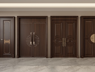 New Chinese Double Door 3d model