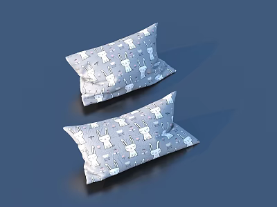 Two Soft Decorative Pillows with Rabbit Pattern for Home Decor 3d model