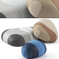 Comfortable Upholstered Sofa Stools In Gray Beige Brown Blue With Modern Rounded Design