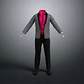 Men's Formal Suit With Gray Blazer Pink Shirt And Black Trousers