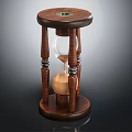 Decorative Wooden Hourglass Ornament with Glass Sand Timer and Carved Stand Base