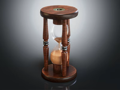 Decorative Wooden Hourglass Ornament with Glass Sand Timer and Carved Stand Base 3d model