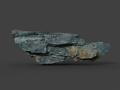 Natural Rock Formation with Layered Texture and Dark Gray Brown Tones 3d model