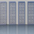 Four Blue Swing Doors With Intricate Laser Cut Geometric Patterns Design 3d model