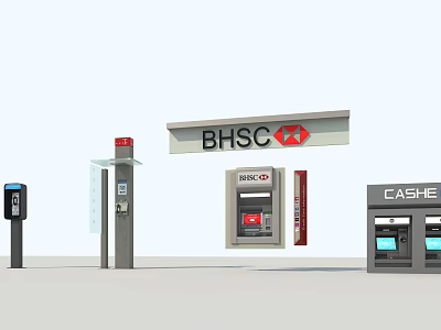 Public Facility With BHSC TRINCO ATM And Cash Self Service Terminals 3d model