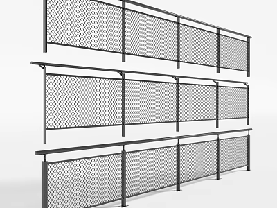 Modern Black Metal Grid Fence Structure With Multiple Panels For Outdoor Use 3d model
