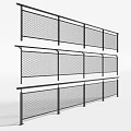 Modern Black Metal Grid Fence Structure With Multiple Panels For Outdoor Use