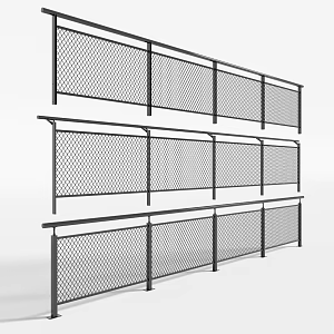 Industrial wind metal mesh guardrail 3d model