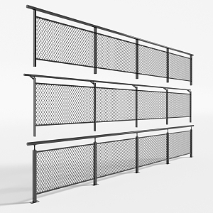 Industrial wind metal mesh guardrail 3d model