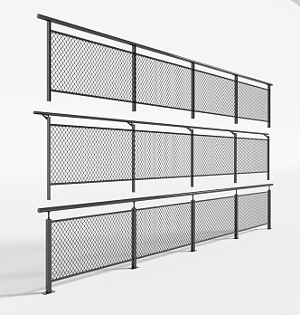 Industrial wind metal mesh guardrail 3d model