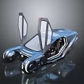 Futuristic Concept Car With Unique Door Design Sleek Metallic Body And Transparent Windows