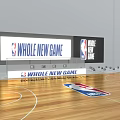 Basketball Gym Interior Featuring Wooden Floor NBA Logo Large Screen And Whole New Game
