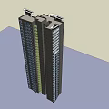 Modern High Rise Residential Building With Glass Curtain Wall And Multiple Floors Design