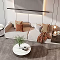 Modern double sofa coffee table group 3d model