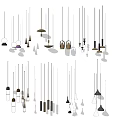 Various Design Pendant Lights With Different Shapes And Multiple Colors Hanging On White Background