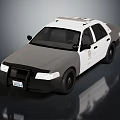 White And Gray Police Car With Roof Lights License Plate And Door Emblem