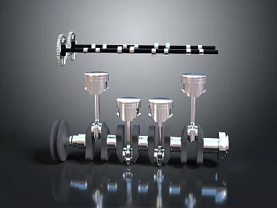 High Performance Automotive Engine Components Crankshaft Connecting Rods And Pistons 3d model