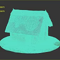 Traditional Thatched Roof Building Model With Mud Walls Small Entrance And Green Grassy Base