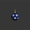 Three Blue Snowflake Ornaments With Gold Hooks For Christmas Decoration