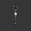 Artistic Ornament With Purple Pole Sickle Arc Airplane Yellow Ring And White Ball