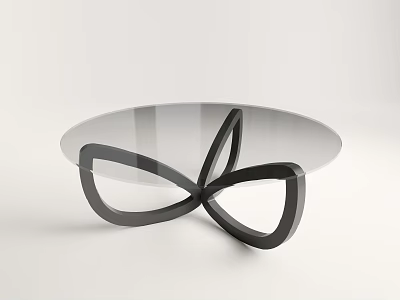 Modern Coffee Table With Glass Top And Black Intertwined Metal Base Design 3d model