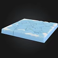 Blue Square Object With Cracked Surface And White Cloud Like Patterns