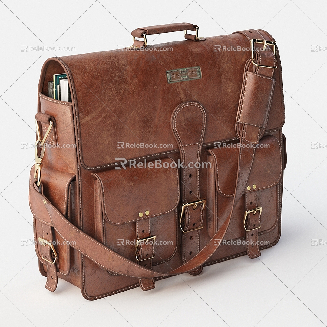 Vintage Handmade Leather Messman Bag 3d model