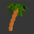 Creative Geometric Plant Design with Orange Layered Trunk and Green Leaves