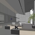 Modern Reception Area Design With Paneled Walls And Indoor Plant