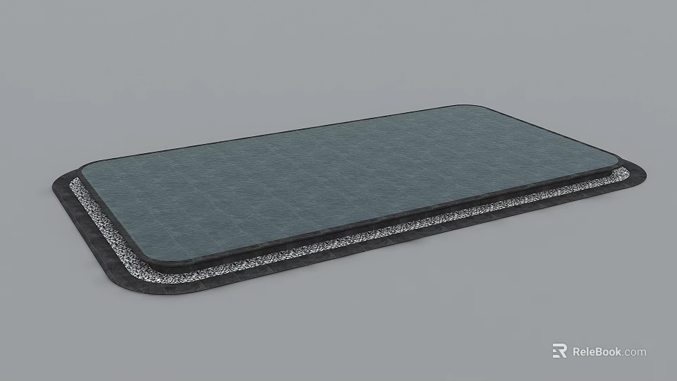Garden Landscape Design With Blue Green Outdoor Mat And Decorative Edge 3d model 