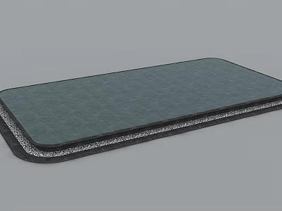 Garden Landscape Design With Blue Green Outdoor Mat And Decorative Edge 3d model