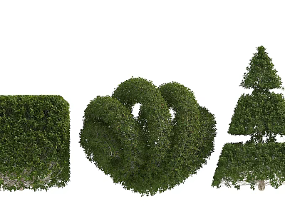 Artistically Trimmed Garden Shrubs in Various Shapes for Outdoor Landscaping Design 3d model