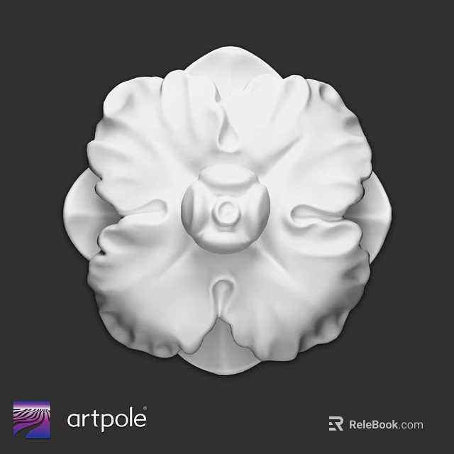 White Floral Ornamental Component With Intricate Petal Design And Central Detail 3d model 