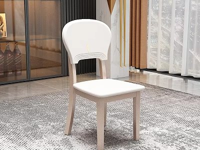 Modern Minimalist Dining Chair With White Padded Backrest And Light Wood Legs In Elegant Interior 3d model
