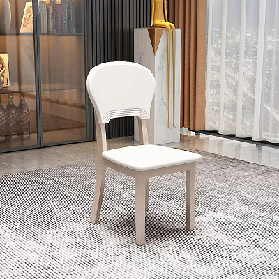 Modern Minimalist Dining Chair With White Padded Backrest And Light Wood Legs In Elegant Interior 3d model