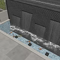 Serene Garden Water Feature With Flowing Wall And Fish In Blue Pool
